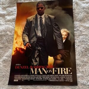 Man on Fire Movie Poster 2004 Denzel Washington Dakota Fannin Version A Original